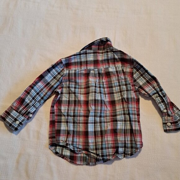 Gymboree boys size 12-18 months blue red, black white plaid shirt 2012 - Picture 2 of 3